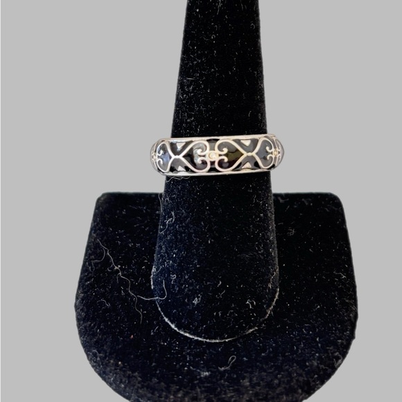 Brighton Meridian Geo Band Ring. Sterling Silver.  Black and silver graphic - Picture 3 of 4
